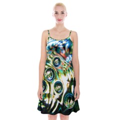 Dark Abstract Bubbles Spaghetti Strap Velvet Dress