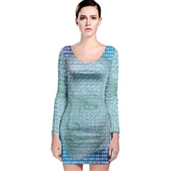 Digital Pattern Long Sleeve Bodycon Dress