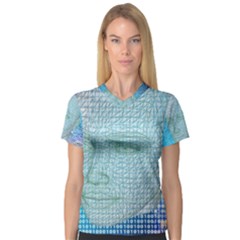 Digital Pattern Women s V-neck Sport Mesh Tee