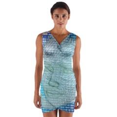 Digital Pattern Wrap Front Bodycon Dress