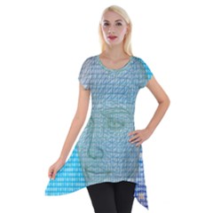 Digital Pattern Short Sleeve Side Drop Tunic