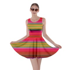 Fiesta Stripe Colorful Neon Background Skater Dress by Amaryn4rt