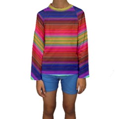 Fiesta Stripe Colorful Neon Background Kids  Long Sleeve Swimwear