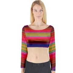 Fiesta Stripe Colorful Neon Background Long Sleeve Crop Top