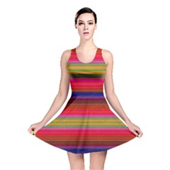 Fiesta Stripe Colorful Neon Background Reversible Skater Dress by Amaryn4rt