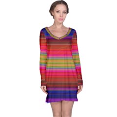 Fiesta Stripe Colorful Neon Background Long Sleeve Nightdress