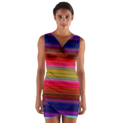 Fiesta Stripe Colorful Neon Background Wrap Front Bodycon Dress by Amaryn4rt