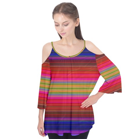 Fiesta Stripe Colorful Neon Background Flutter Tees by Amaryn4rt