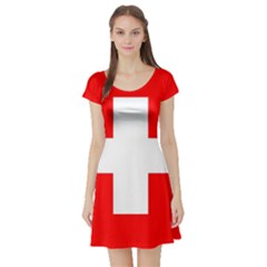 Flag Of Switzerland Short Sleeve Skater Dress by Amaryn4rt