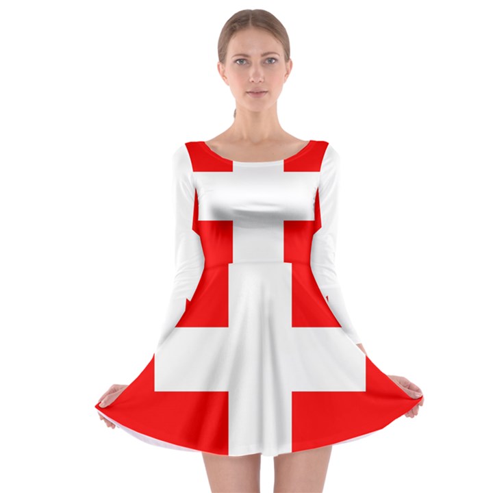 Flag Of Switzerland Long Sleeve Skater Dress