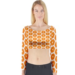 Golden Be Hive Pattern Long Sleeve Crop Top