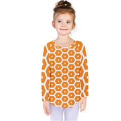 Golden Be Hive Pattern Kids  Long Sleeve Tee