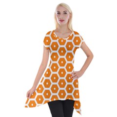 Golden Be Hive Pattern Short Sleeve Side Drop Tunic