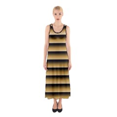 Golden Line Background Sleeveless Maxi Dress