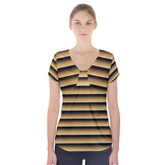 Golden Line Background Short Sleeve Front Detail Top