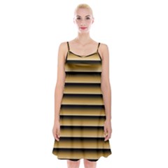 Golden Line Background Spaghetti Strap Velvet Dress