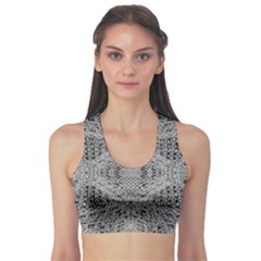 Gray Psychedelic Background Sports Bra