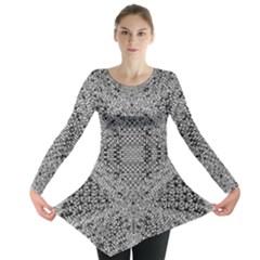 Gray Psychedelic Background Long Sleeve Tunic 