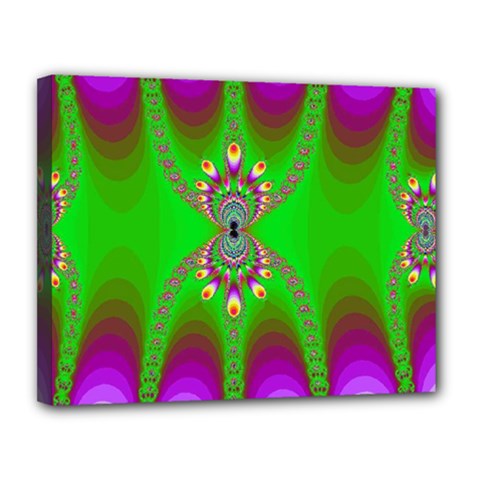 Green And Purple Fractal Canvas 14  X 11 