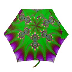 Green And Purple Fractal Mini Folding Umbrellas by Amaryn4rt