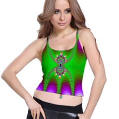 Green And Purple Fractal Spaghetti Strap Bra Top