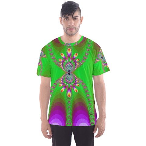 Green And Purple Fractal Men s Sport Mesh Tee by Amaryn4rt