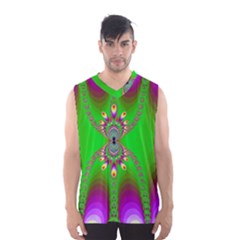 Green And Purple Fractal Men s Basketball Tank Top