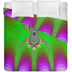 Green And Purple Fractal Duvet Cover Double Side (king Size)