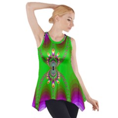 Green And Purple Fractal Side Drop Tank Tunic