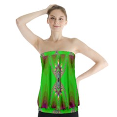 Green And Purple Fractal Strapless Top