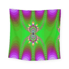 Green And Purple Fractal Square Tapestry (small)