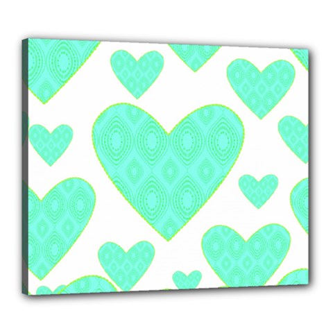 Green Heart Pattern Canvas 24  X 20 