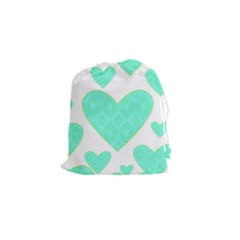 Green Heart Pattern Drawstring Pouches (small) 