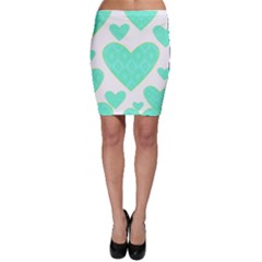 Green Heart Pattern Bodycon Skirt