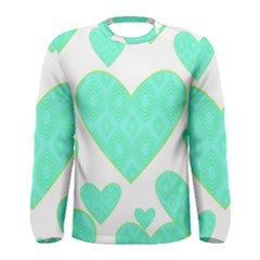 Green Heart Pattern Men s Long Sleeve Tee