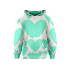 Green Heart Pattern Kids  Pullover Hoodie