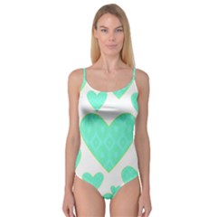 Green Heart Pattern Camisole Leotard 