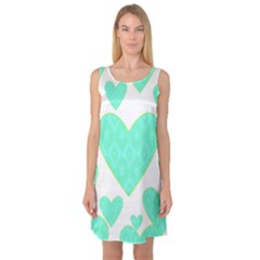 Green Heart Pattern Sleeveless Satin Nightdress