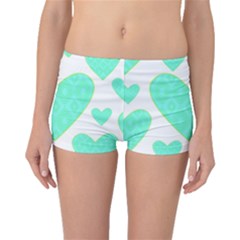 Green Heart Pattern Boyleg Bikini Bottoms by Amaryn4rt