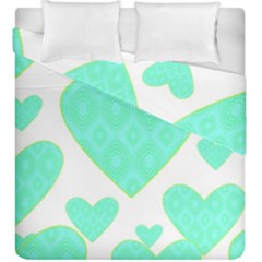 Green Heart Pattern Duvet Cover Double Side (king Size)