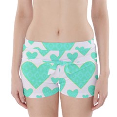 Green Heart Pattern Boyleg Bikini Wrap Bottoms