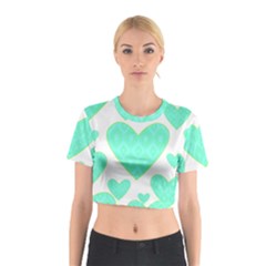 Green Heart Pattern Cotton Crop Top