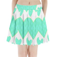 Green Heart Pattern Pleated Mini Skirt