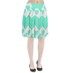 Green Heart Pattern Pleated Skirt