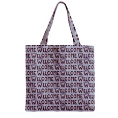 Welcome Letters Pattern Zipper Grocery Tote Bag