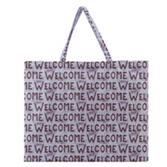 Welcome Letters Pattern Zipper Large Tote Bag