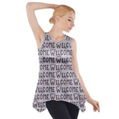 Welcome Letters Pattern Side Drop Tank Tunic