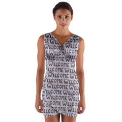 Welcome Letters Pattern Wrap Front Bodycon Dress by dflcprintsclothing