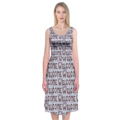 Welcome Letters Pattern Midi Sleeveless Dress