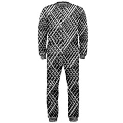 Grid Wire Mesh Stainless Rods Rods Raster Onepiece Jumpsuit (men) 